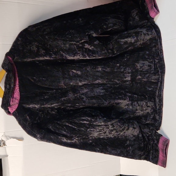 EUC Flashback Women's sz L Embroidered, Plaid, Velour button down coat - Picture 7 of 7